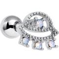16G 1/4 White Faux Opal UFO Cartilage Tragus Earring
