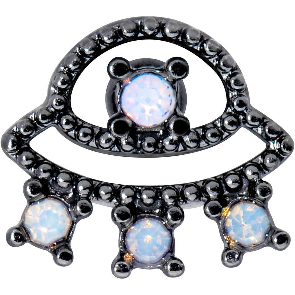 16G 1/4 Black White Faux Opal UFO Cartilage Tragus
