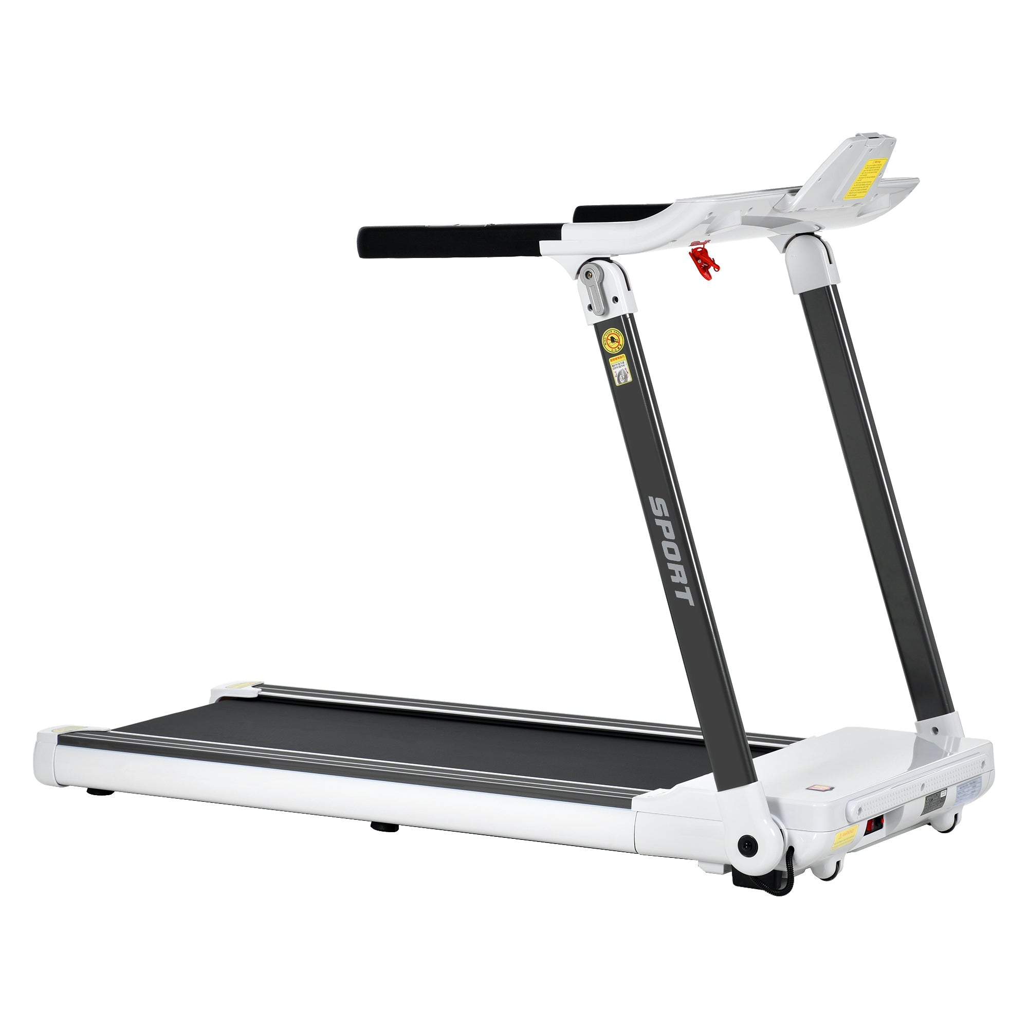 FITIME Portable Compact Treadmill with Electric Motorized 3.5HP, Bluetooth Speaker, White Metal, Medium Size
