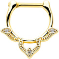 16G 3/8 Clear CZ Gem Gold Tone Triple Cats Eye Cartilage Clicker