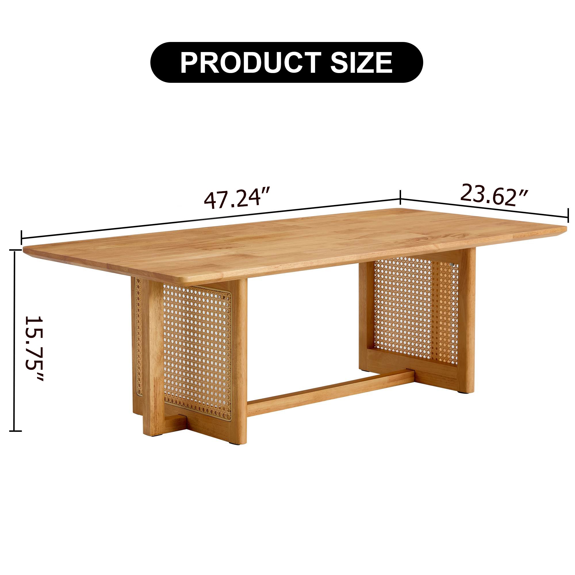 Natural rubber wood and solid wood coffee table  Modern minimalist rattan weaving design, living room balcony, multifunctional small-sized furniture