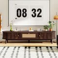 Modern Design TV Stand for 75' TVs, Media Console TV Cabinet with Rattan-Front Drawer for Living Room, 1 Drawer and 2 Sliding-Door Cabinets