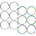 22G 5/16 Steel Rainbow Anodized Seamless Circular Ring Set of 12