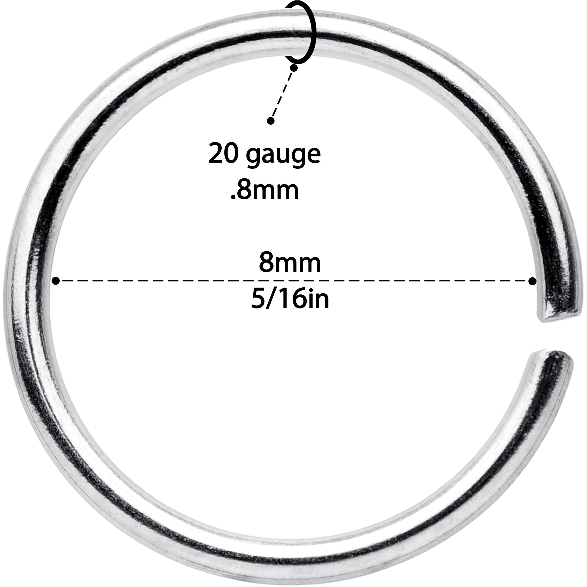 20G 5/16 Steel Rainbow Anodized Seamless Circular Ring Set of 12