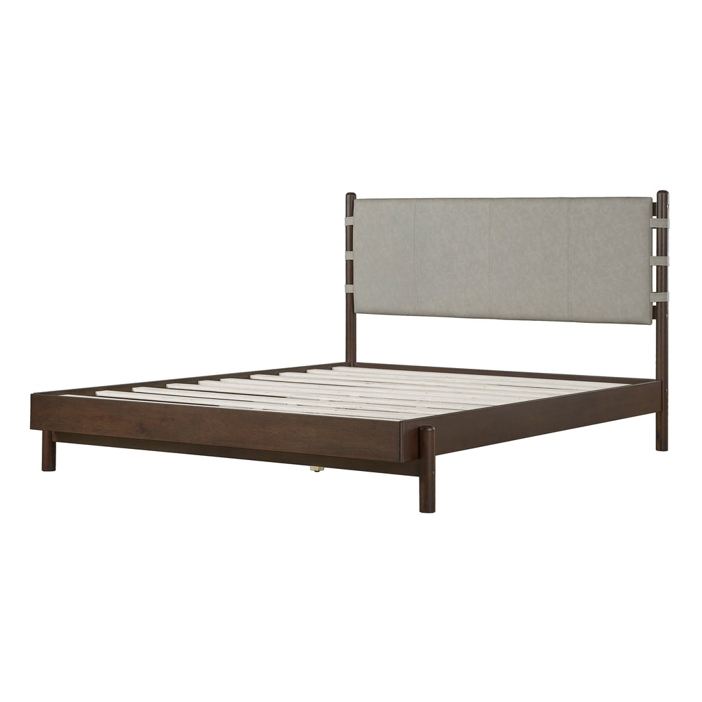 Modern Queen Bed Frame Set with 2 Nightstands, Light Gray Wood Platform Bed with Headboard and Matching Bedside Tables for Bedroom