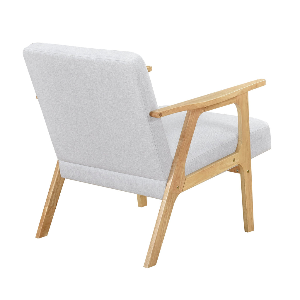Modern Home Furniture Gray Fabric Upholstery 1pc Accent Chair Solid Rubberwood Natural Finish Contemporary Cushion Seat