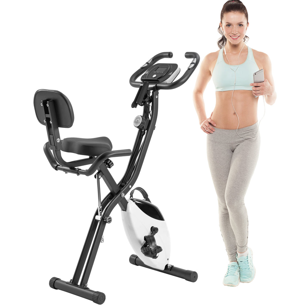 Exercise Bike,Workout Bikes for Home,Folding Stationary Bikes for Home with 16-Level Magnetic Resistance, 300LBS Capacity X-Bike Indoor Exercise Equipment with Heart Rate Sensor & LCD Monitor