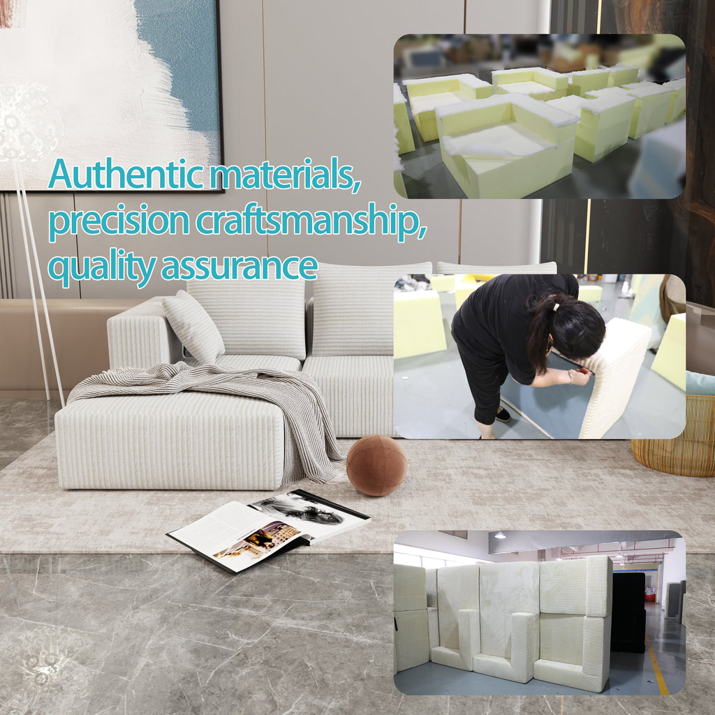 Corner combination sofa, sectional sofa ,couch sofa,sofa bed, made of high-density sponge and soft plush fabric, with multiple combinations available(beige)