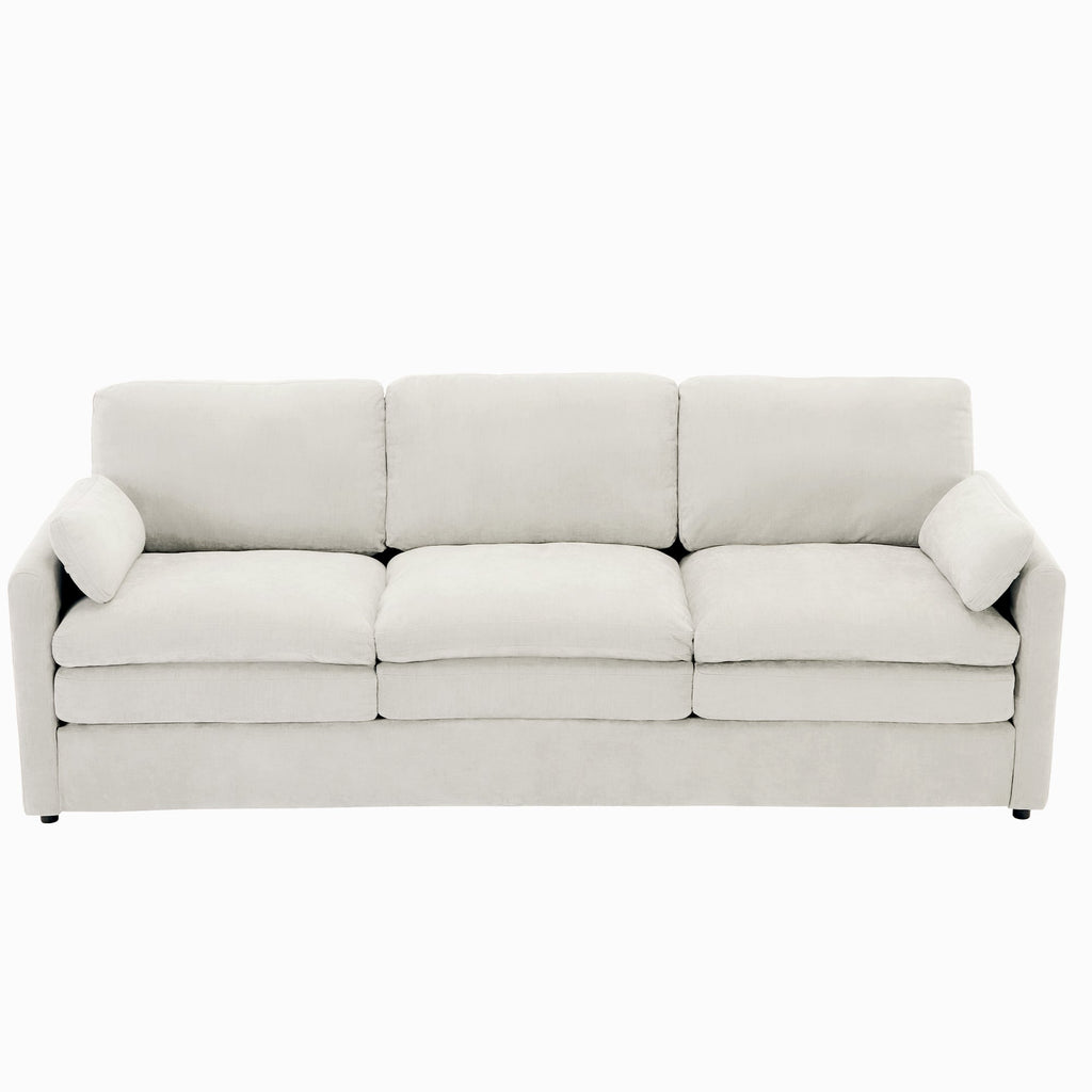 89'  Cozy Upholstered 3-seater Sofa Oversized Comfy Cloud Sofa Double Cushion 3-seater Sofa Plush Cushion Sofa Couch for Living Room, Beige