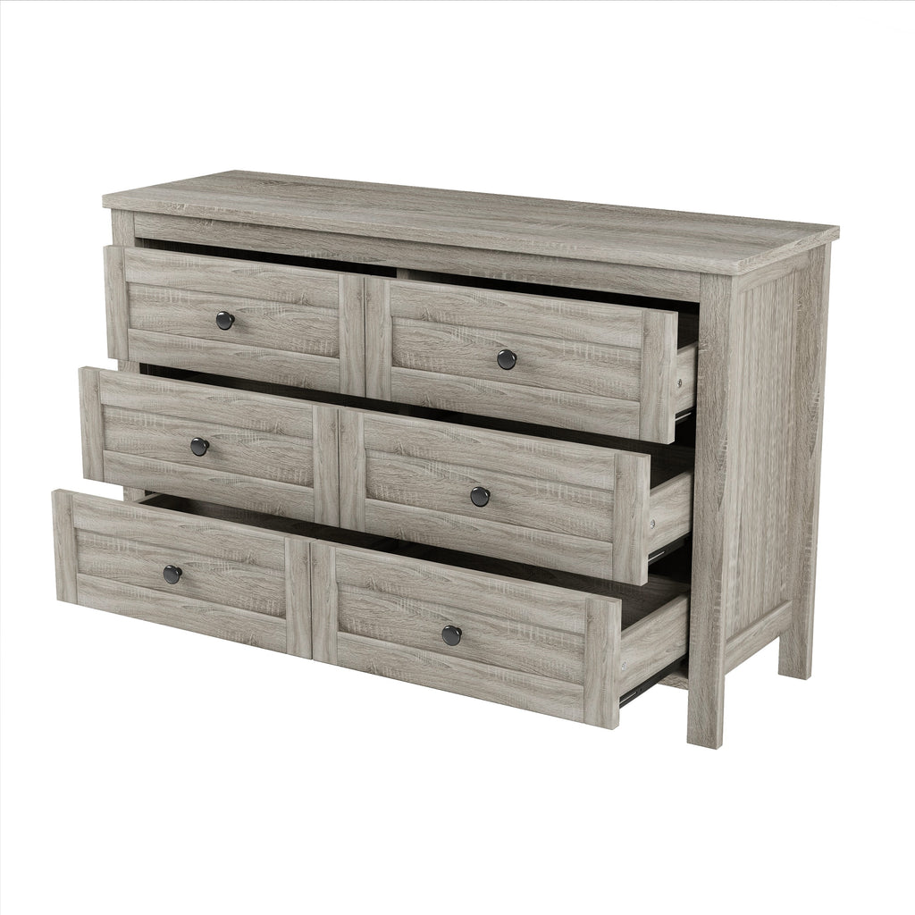 3-Pieces Bedroom Sets Queen Size Farmhouse Platform Bed with Double Sliding Door Storage Headboard and Charging Station, Storage Nightstand and Dresser, Antique Gray(Old SKU HL000092AAG)