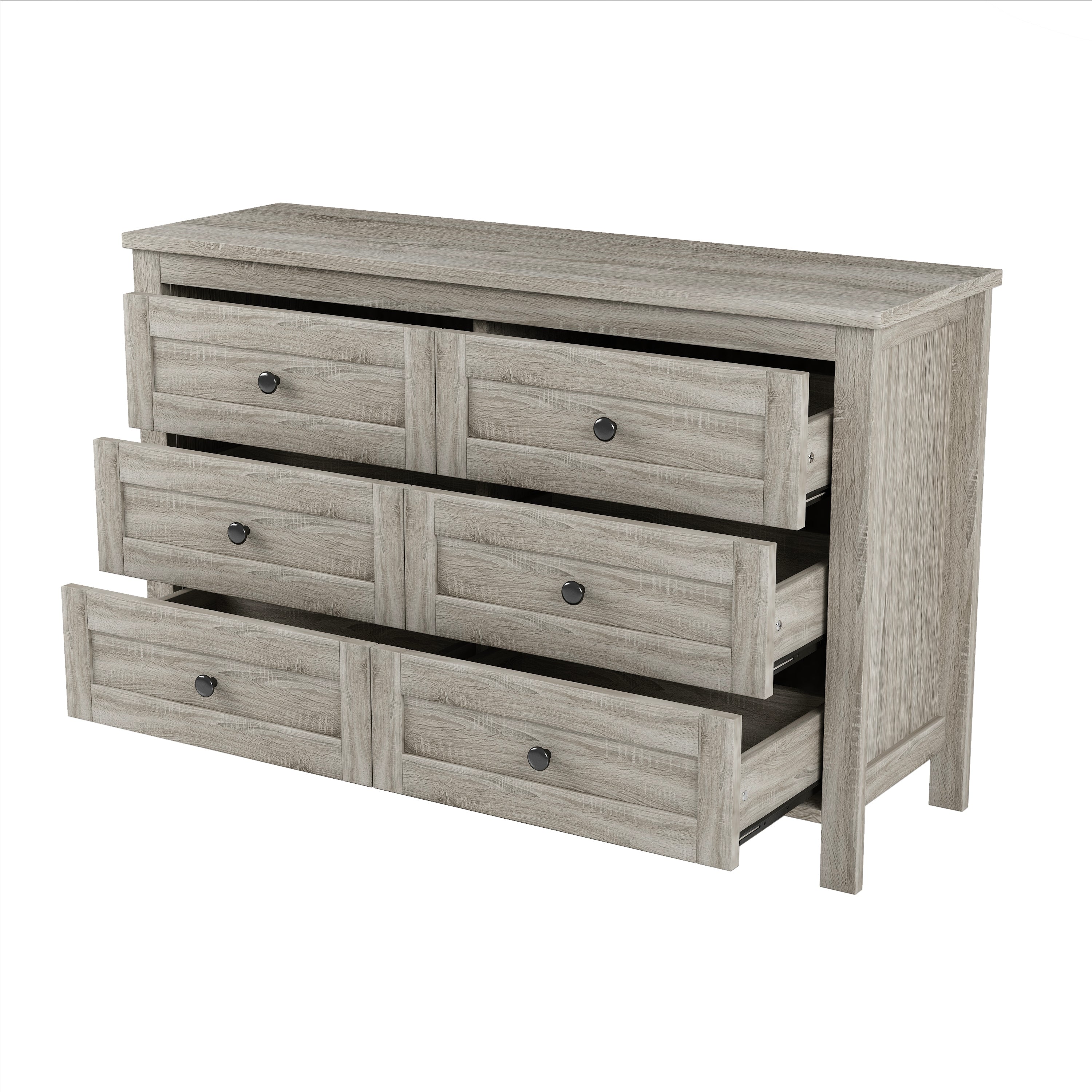 3-Pieces Bedroom Sets Queen Size Farmhouse Platform Bed with Double Sliding Door Storage Headboard and Charging Station, Storage Nightstand and Dresser, Antique Gray(Old SKU HL000092AAG)