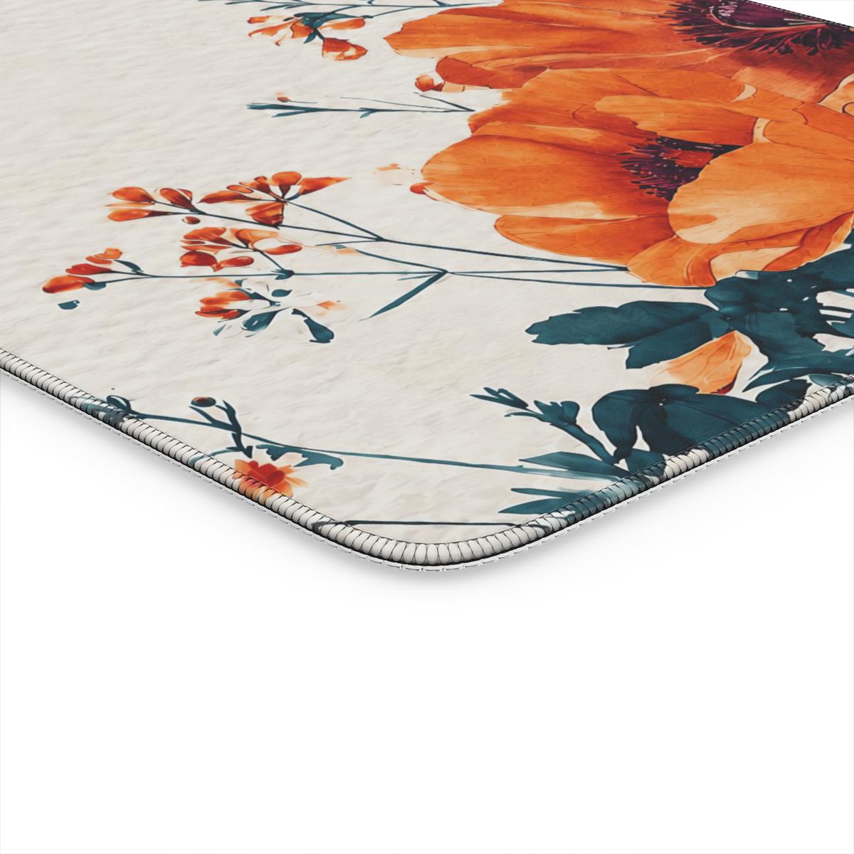 Boho Floral Desk Mat | Warm Watercolor Extended Mouse Pad for Aesthetic Setups