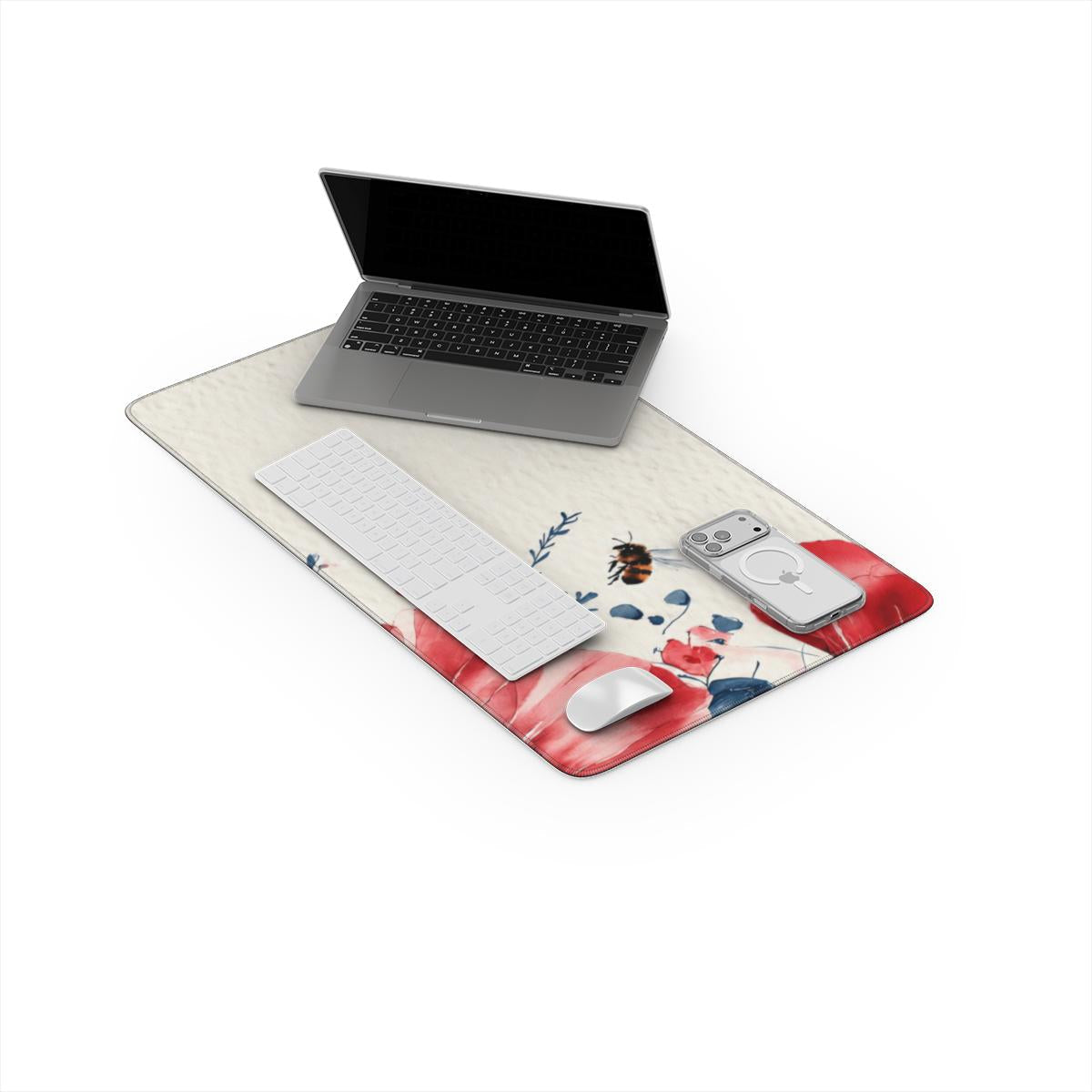 Pink Floral Desk Mat | Watercolor Coquette Extended Mouse Pad