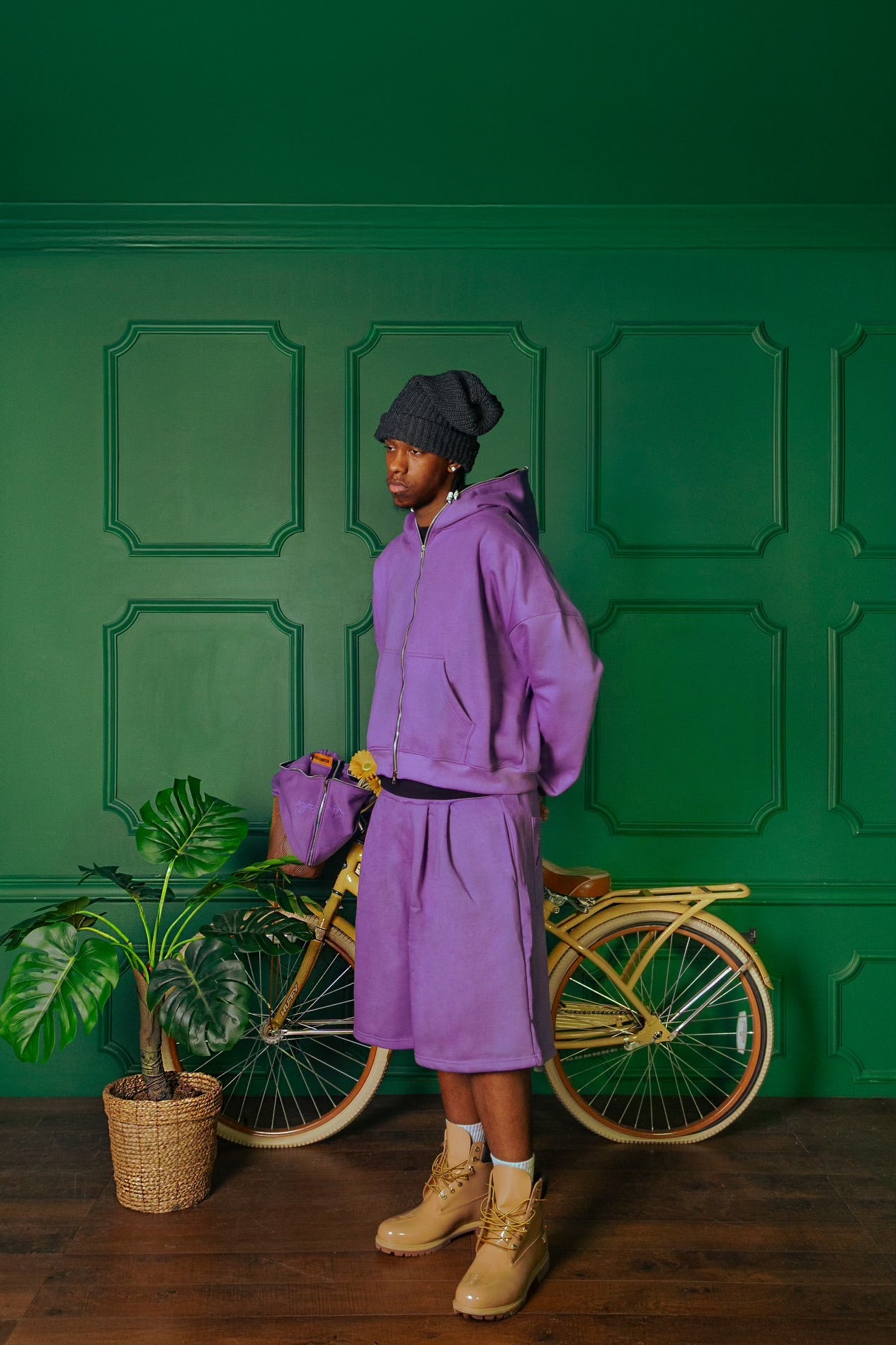 Purple Pleated Sweatshort