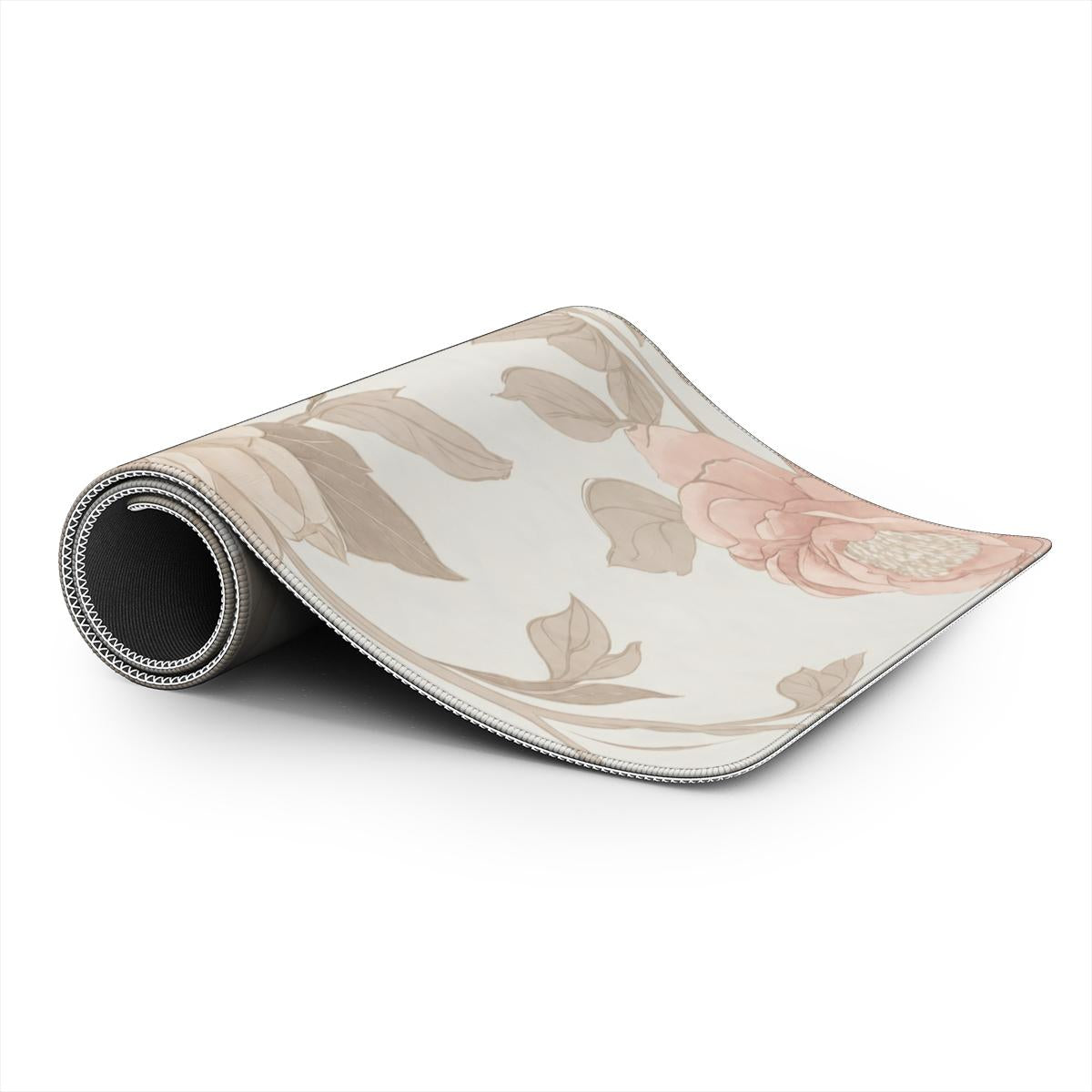 Neutral Rose Floral Desk Mat | Soft Botanical Mouse Pad for Aesthetic Workspaces