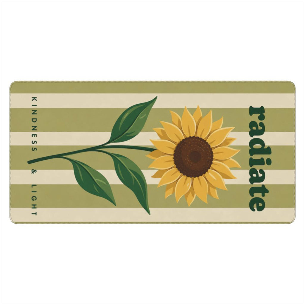 Radiate Kindness Sunflower Desk Mat | Stripes Inspirational Mouse Pad