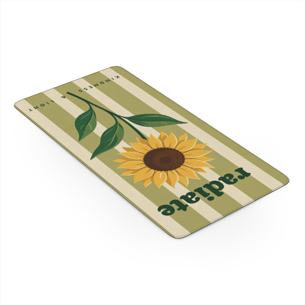 Radiate Kindness Sunflower Desk Mat | Stripes Inspirational Mouse Pad