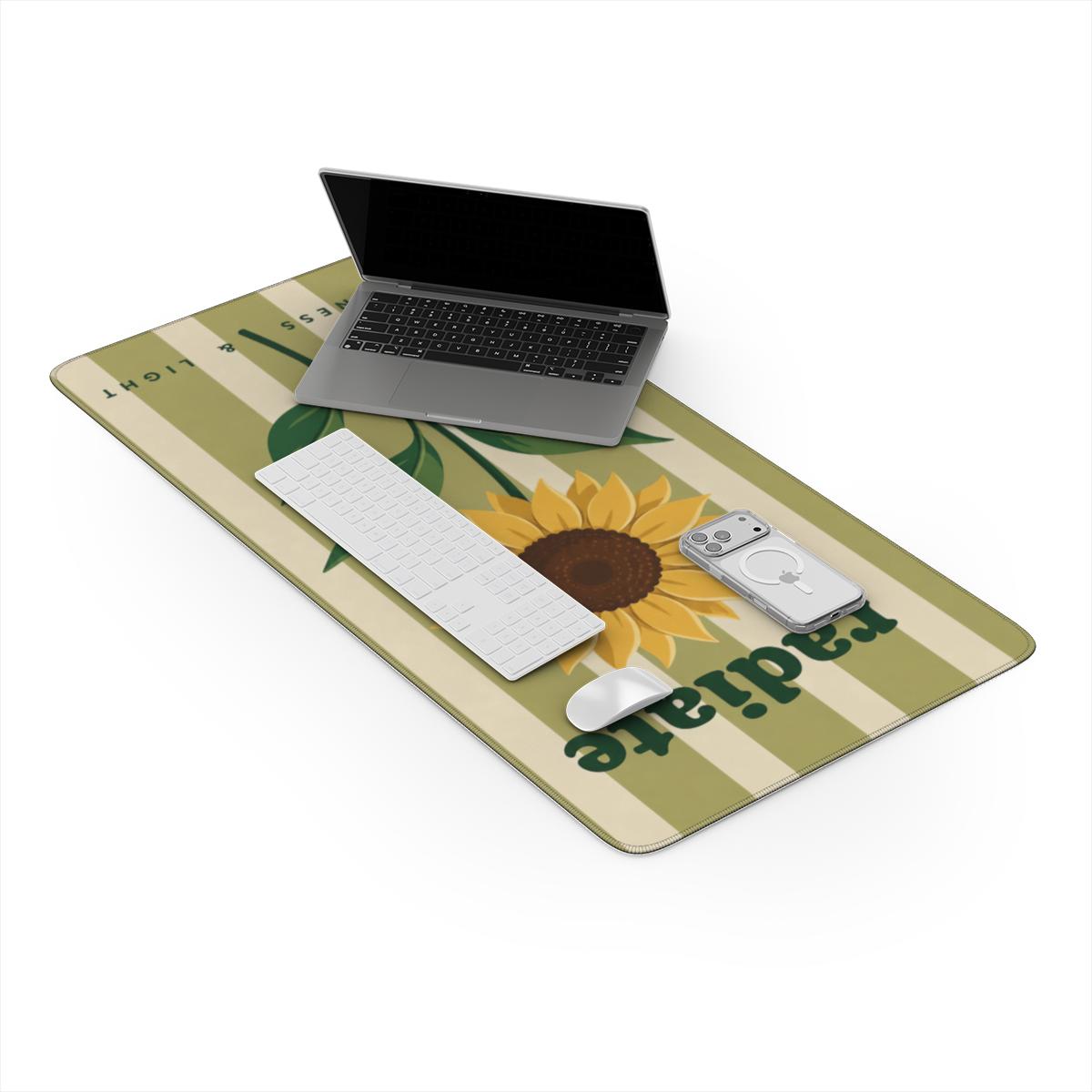 Radiate Kindness Sunflower Desk Mat | Stripes Inspirational Mouse Pad