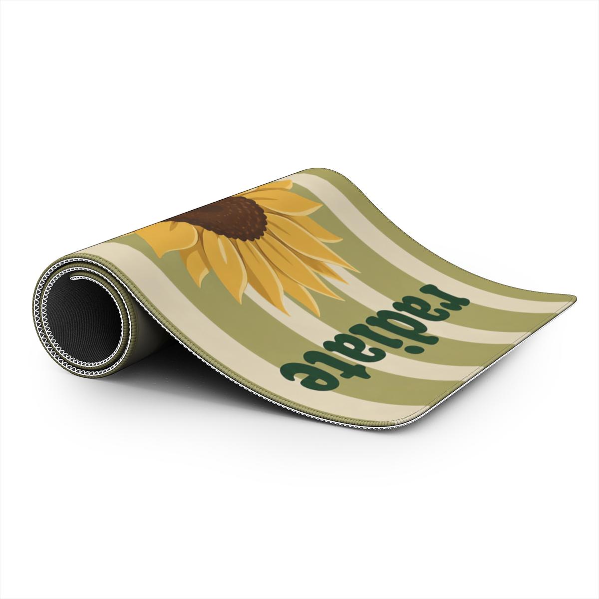 Radiate Kindness Sunflower Desk Mat | Stripes Inspirational Mouse Pad