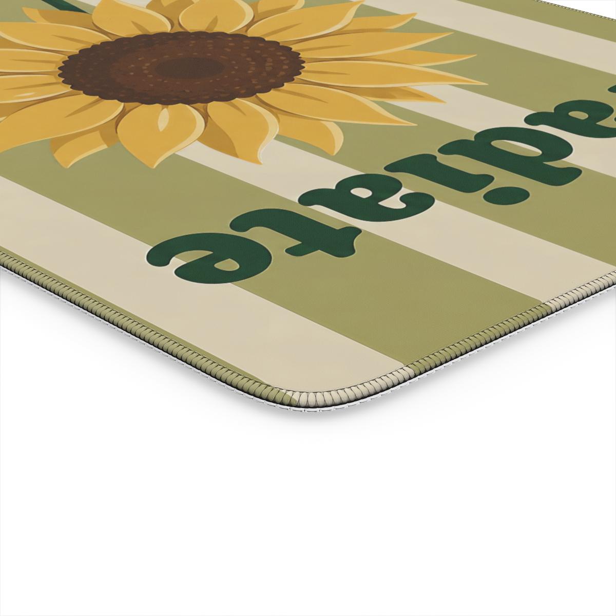 Radiate Kindness Sunflower Desk Mat | Stripes Inspirational Mouse Pad