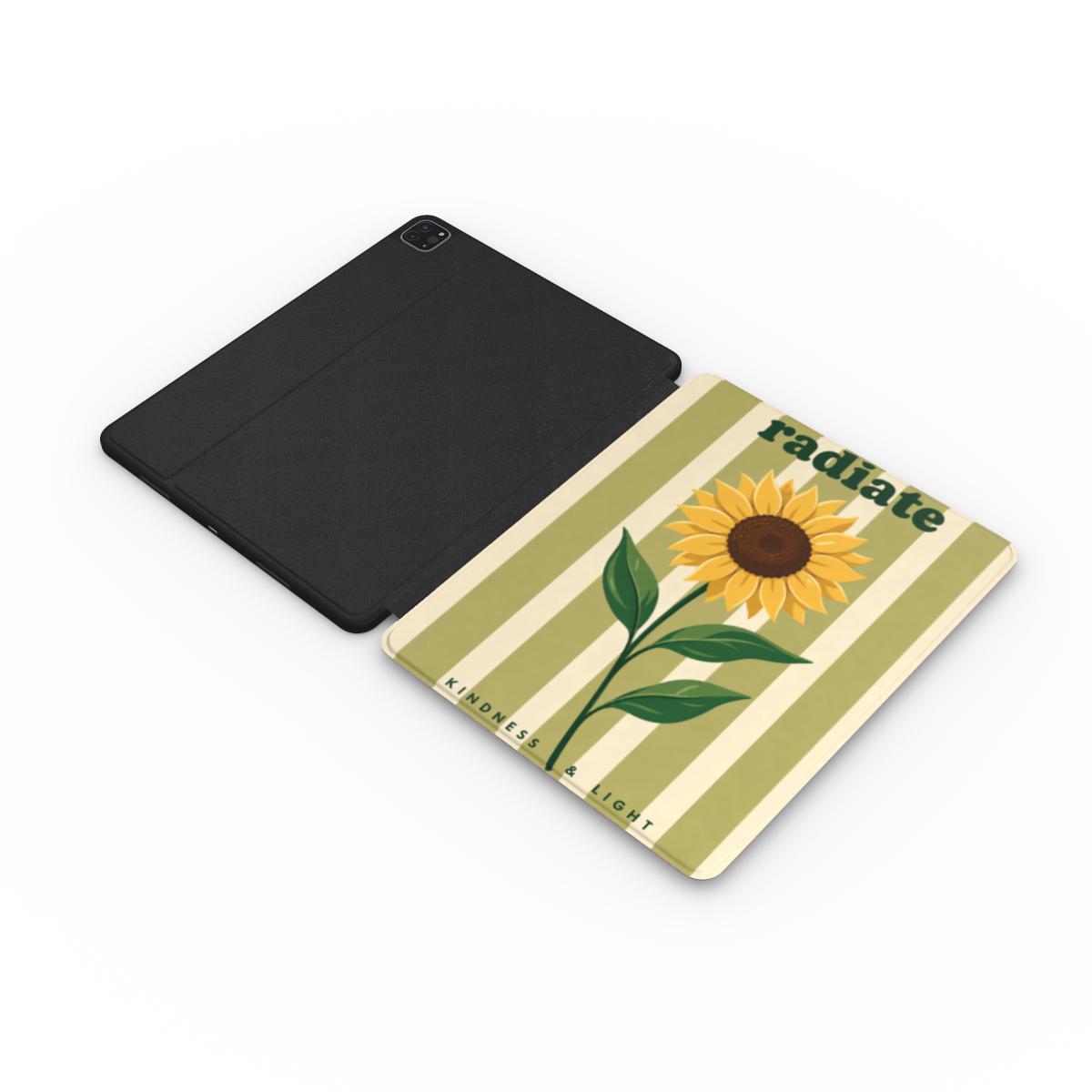 Radiate Kindness Sunflower iPad Case | Inspirational Vegan Leather Tablet Cover