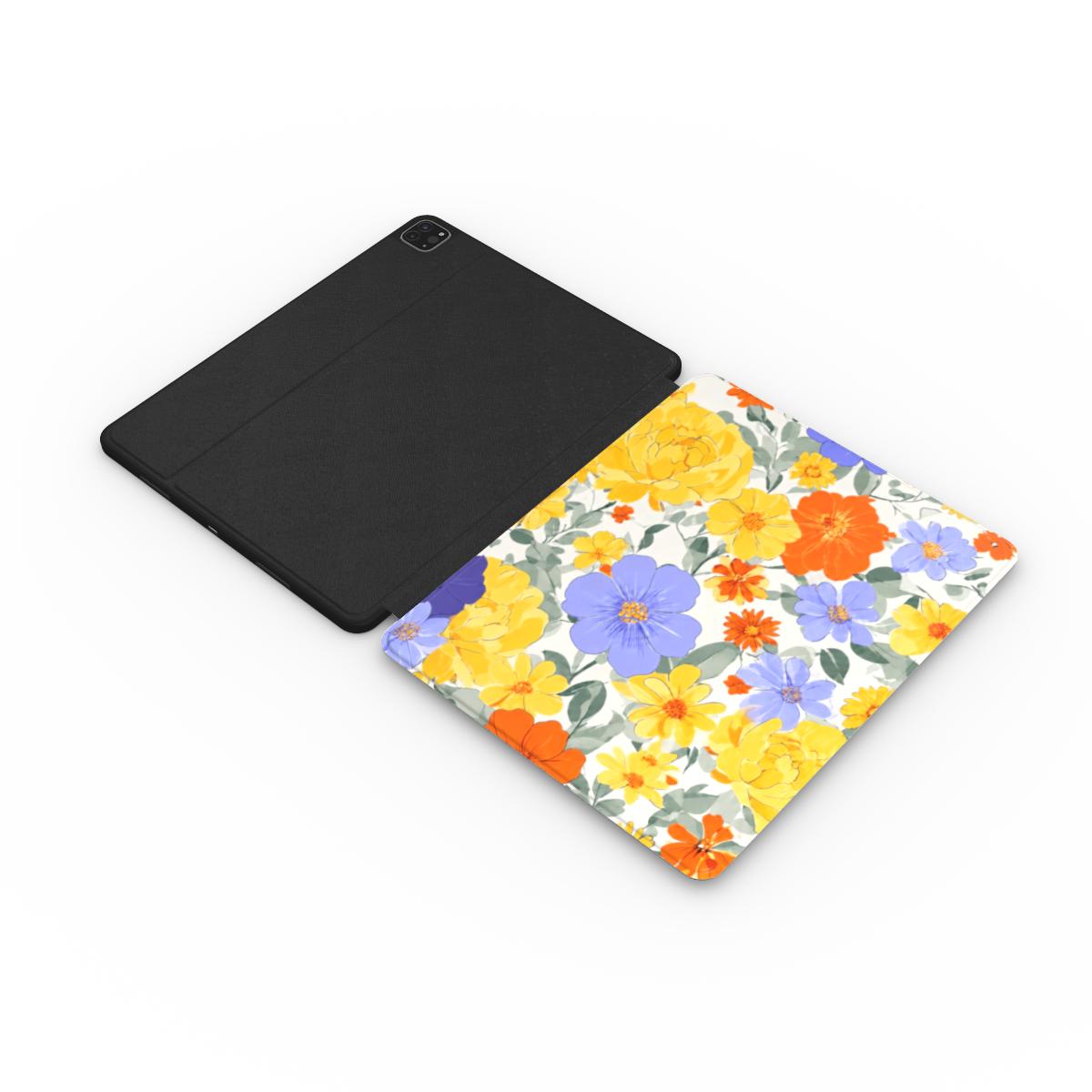 Electric Dreams Floral iPad Case | Vibrant Vegan Leather Tablet Cover with Apple Pencil Slot
