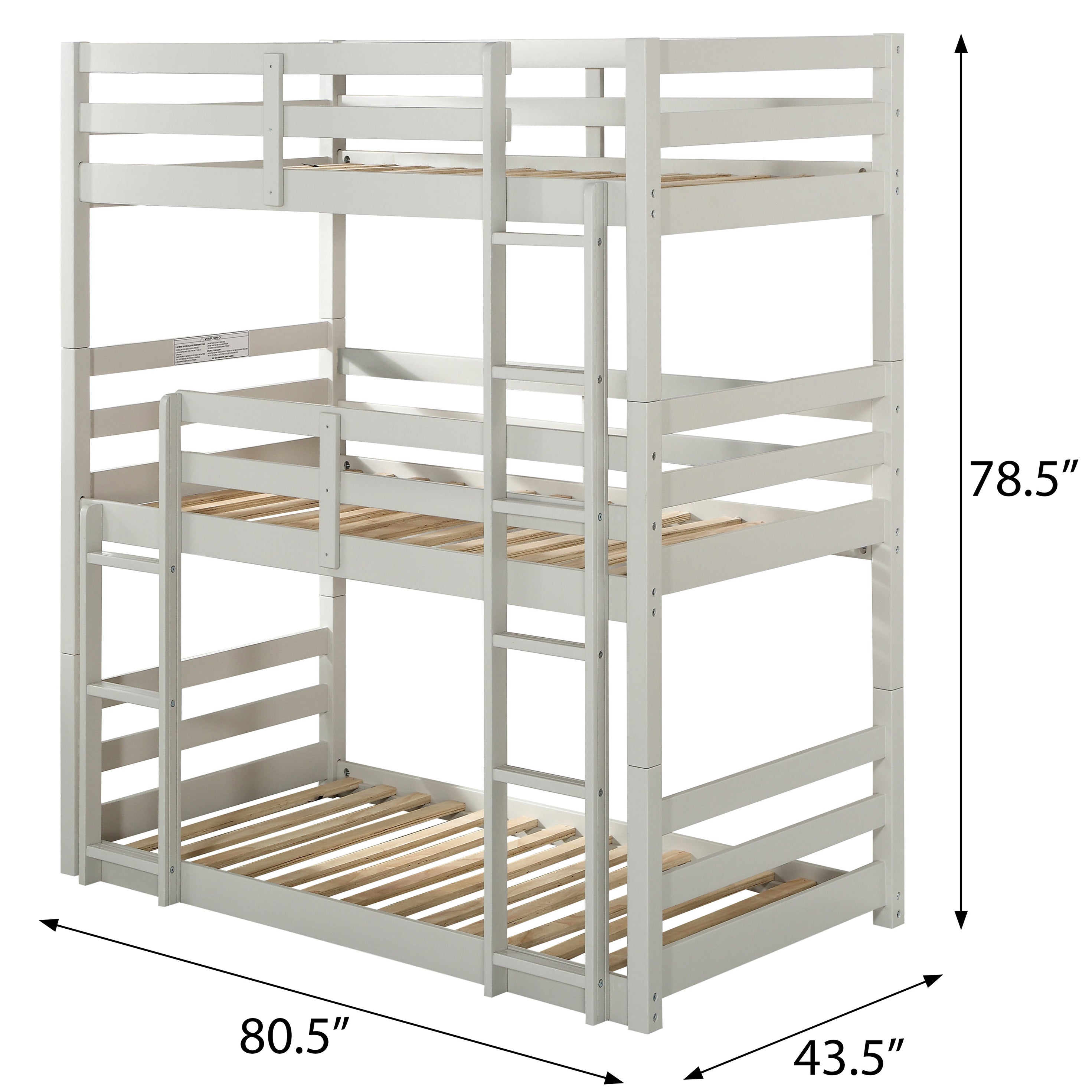 Light Grey Twin Triple Bunk Bed