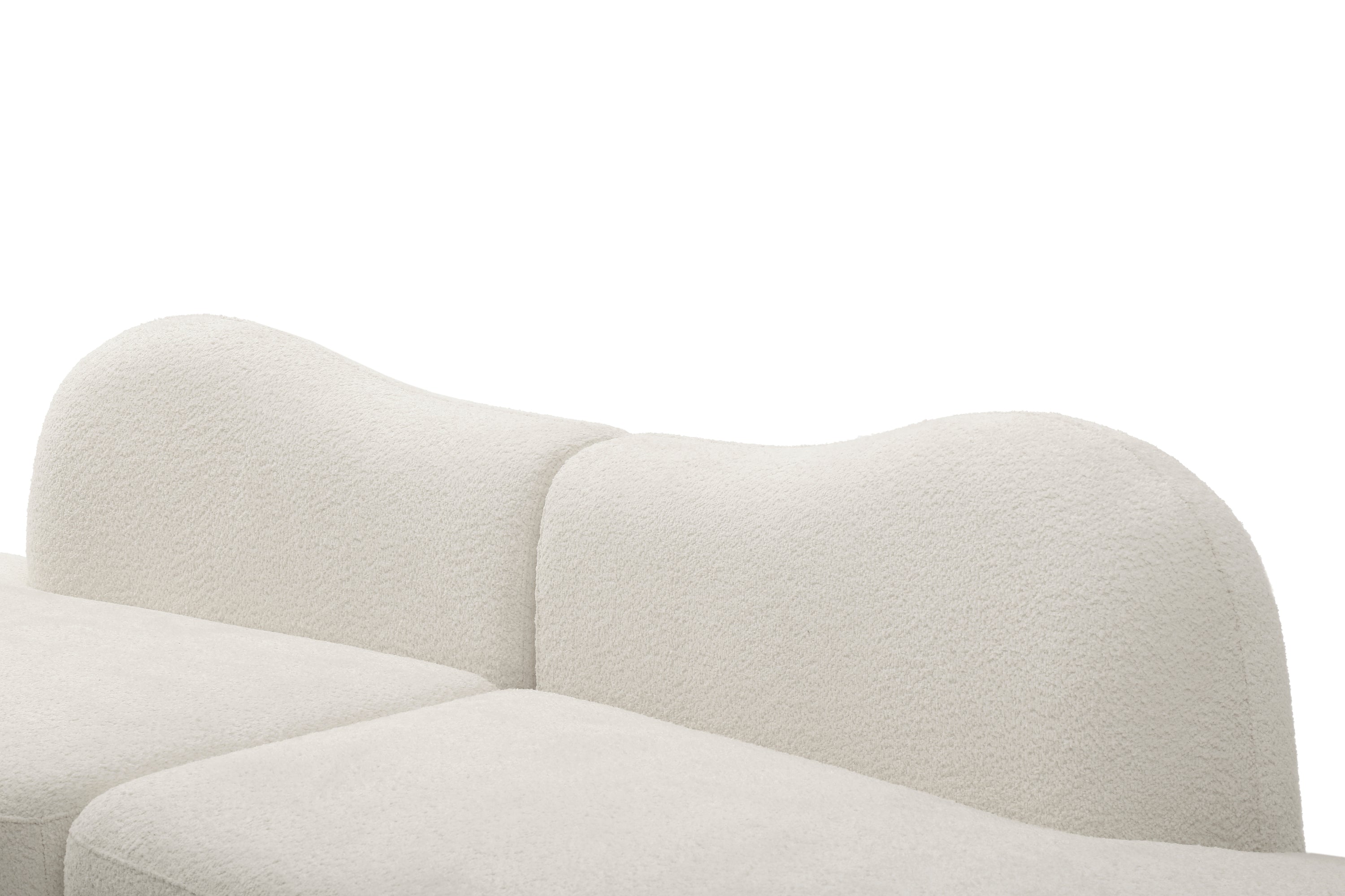 Modern Curved Modular Sofa, Suitable for Living Rooms and Bedrooms With Boucle 3-Seat Sofa, White Color, Curved Backrest, 2 Pillows, Easy to Assemble