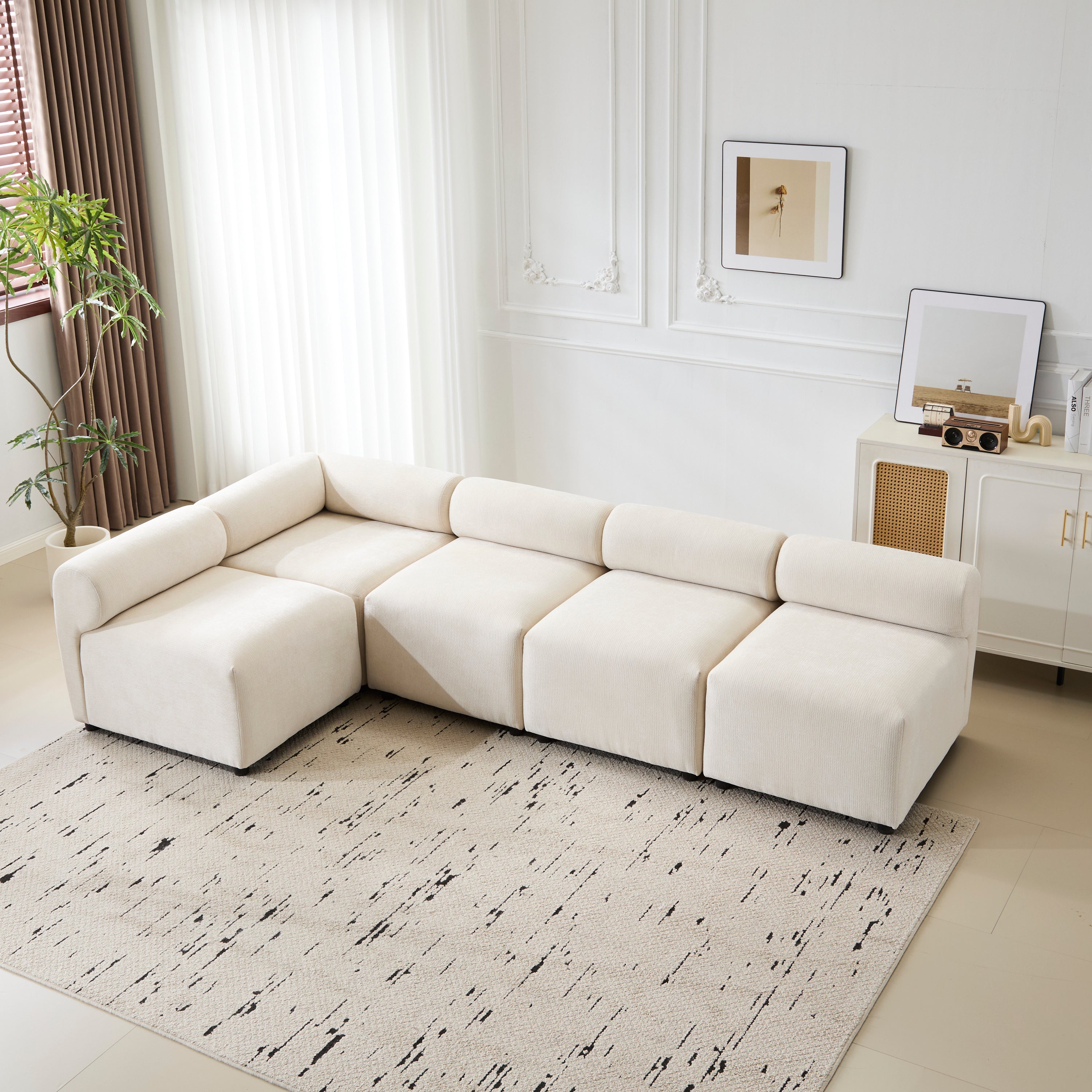 Evelyn 109 in.5-Piece L Shaped Modular Free Combination Sectional Sofa Couch for Living Rooms