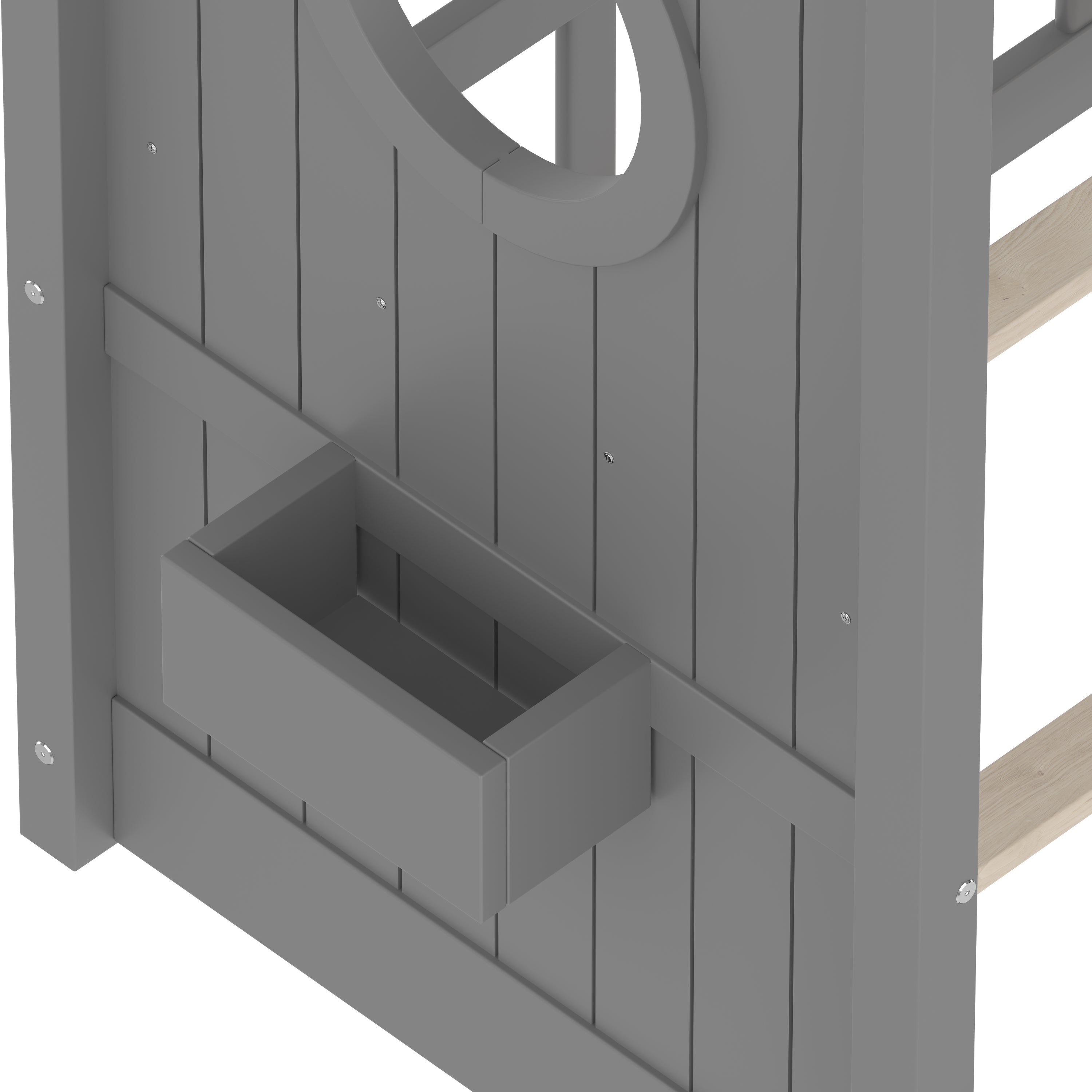 Twin Size Floor House Bed for Toddler, Kids Montessori Bed  with Storage Shelf, Playhouse Bed with Roof Design, Gray