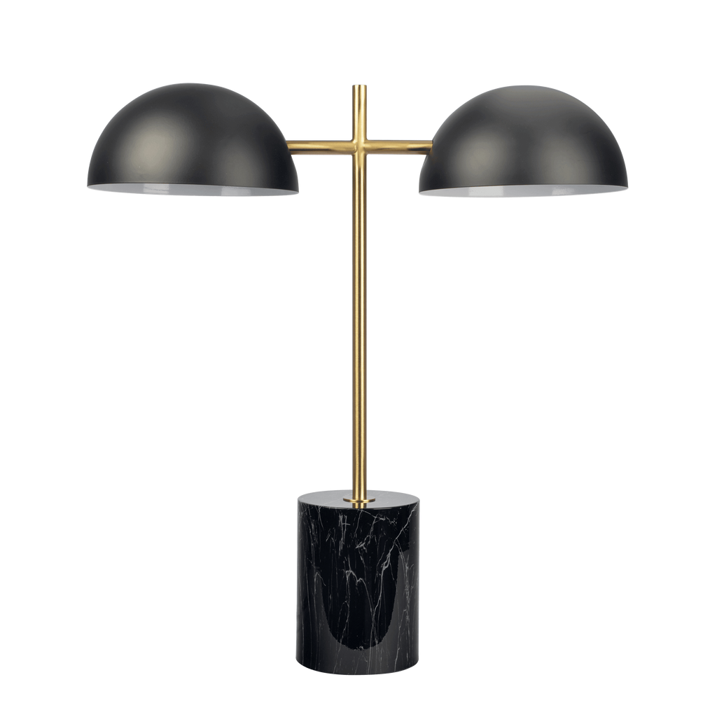Nova Hydro Black Table Lamp with On/Off Switch Double Lamp with Faux Marble Base