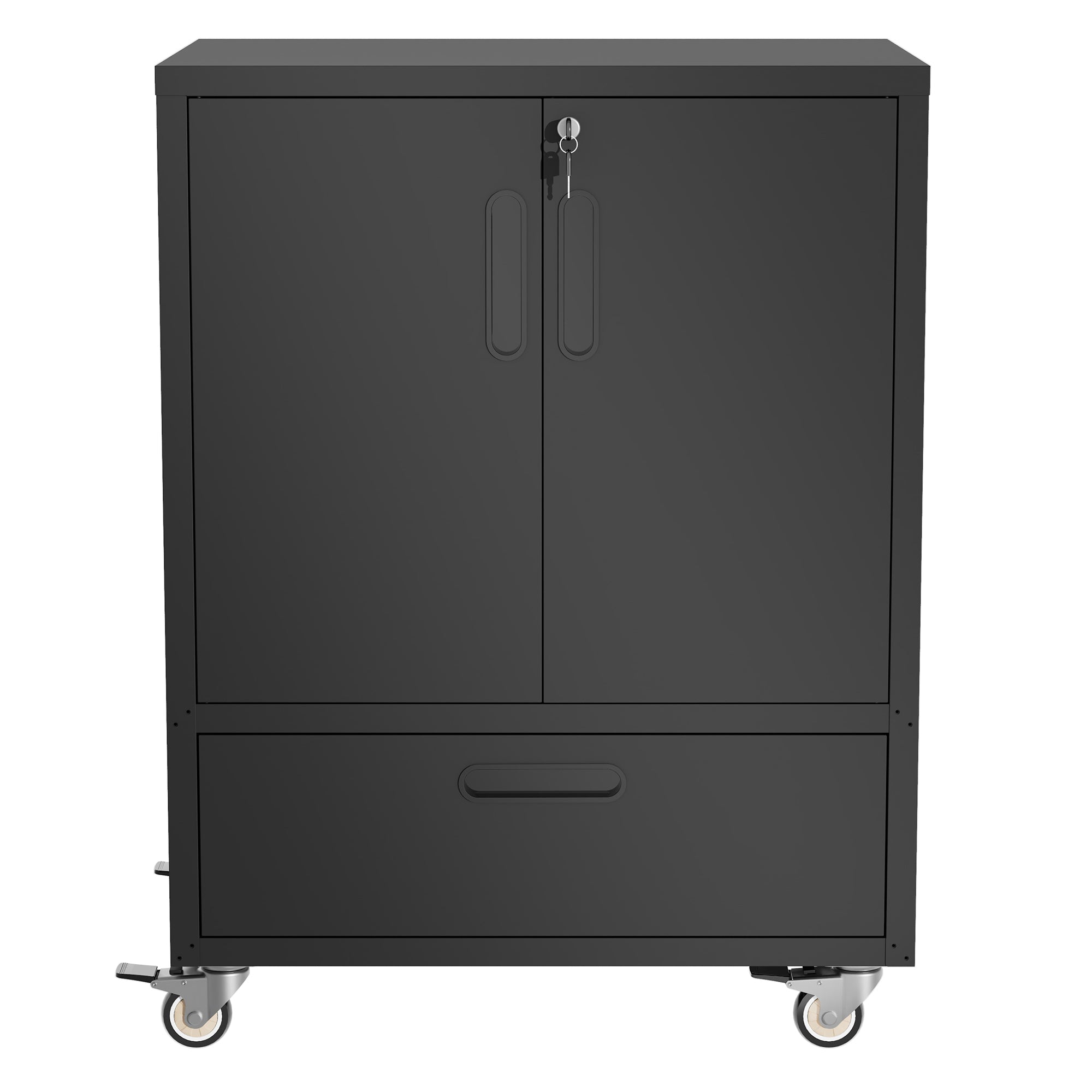 Tool Cart with Wheels, 40' H x 30' W x 20' D, Mobile Tool Cabinet with Lockable Casters & Drawer, Heavy-Duty Steel Storage Organizer for Garage, Workshop, Office - Easy 30-Min Assembly