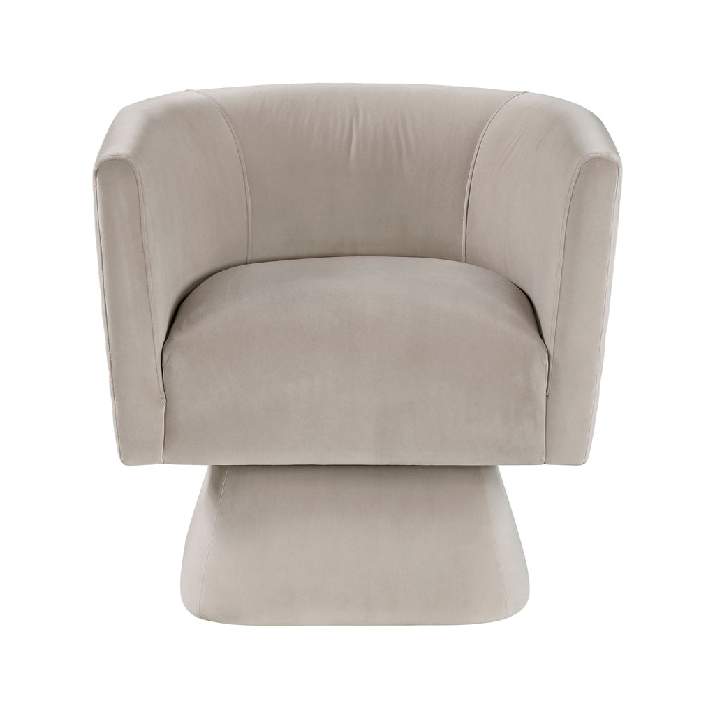 1pc Swivel Chair Taupe Velvet Fabric Upholstery Solid Wood Diamond Pattern Stitched Back Comfort Chair Living Room Furniture