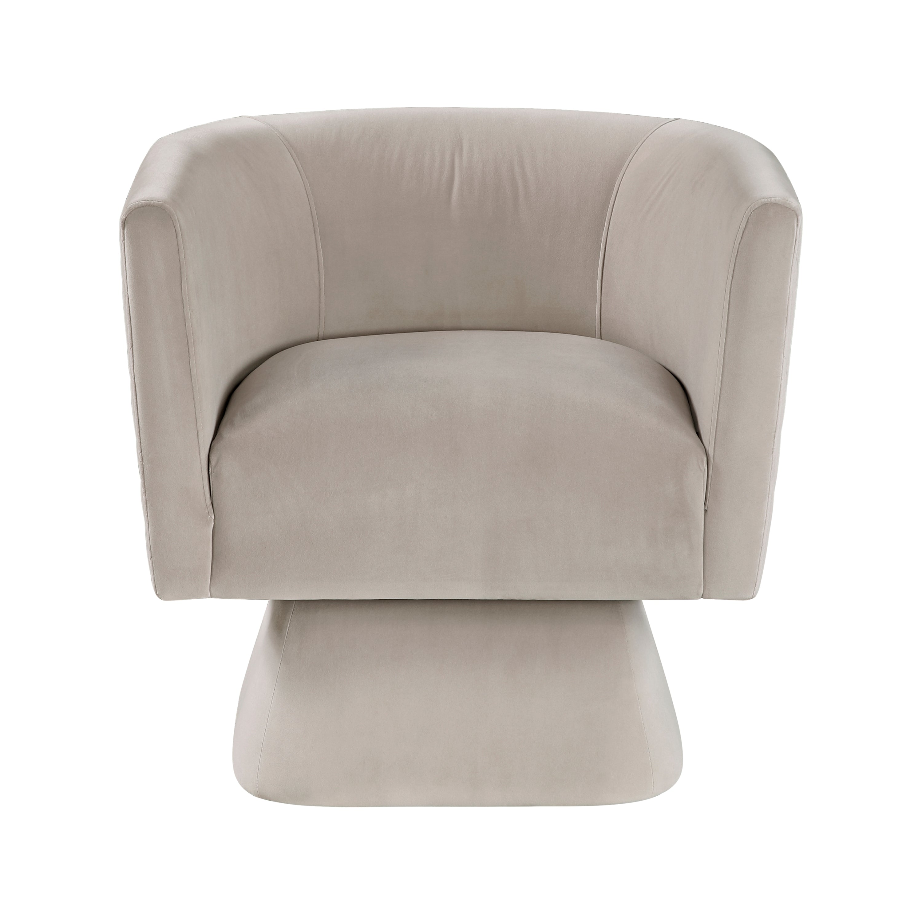 1pc Swivel Chair Taupe Velvet Fabric Upholstery Solid Wood Diamond Pattern Stitched Back Comfort Chair Living Room Furniture