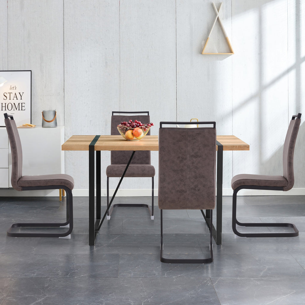 Rustic Industrial Rectangular Wood Dining Table For 4-6 Person, With 1.5' Thick Engineered Wood color Tabletop and Black Metal Legs,Desk For Kitchen Dining Living Room, 55.1' x 31.4'x 29.9'1529W115172