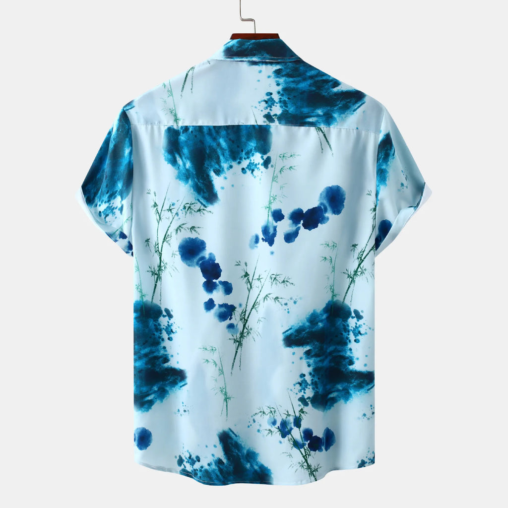 Printed Button Up Short Sleeve Shirt