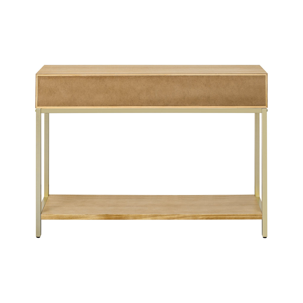 TREXM Entryway Table, Console Table with Two Drawers, Retro Hallway Table with Striking Geometric Design for Entryway and Living Room (Natural)