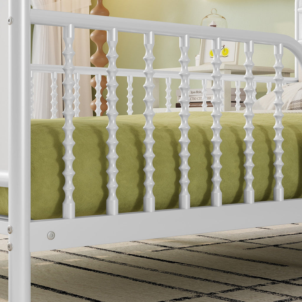 Twin Size Metal Platform Bed Frame with Light, Kids Twin Metal Bed with Upholstered and Storage Headboard, White (Expect Arrival Date 2025/10/5)