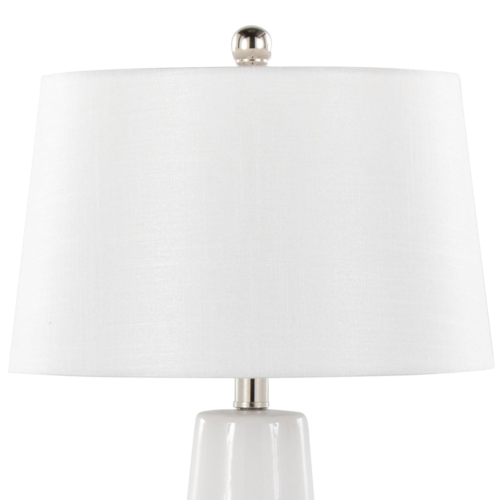 Penelope 22' Contemporary Ceramic Table Lamp with White & Gold Ceramic Body and White Shade by LumiSource