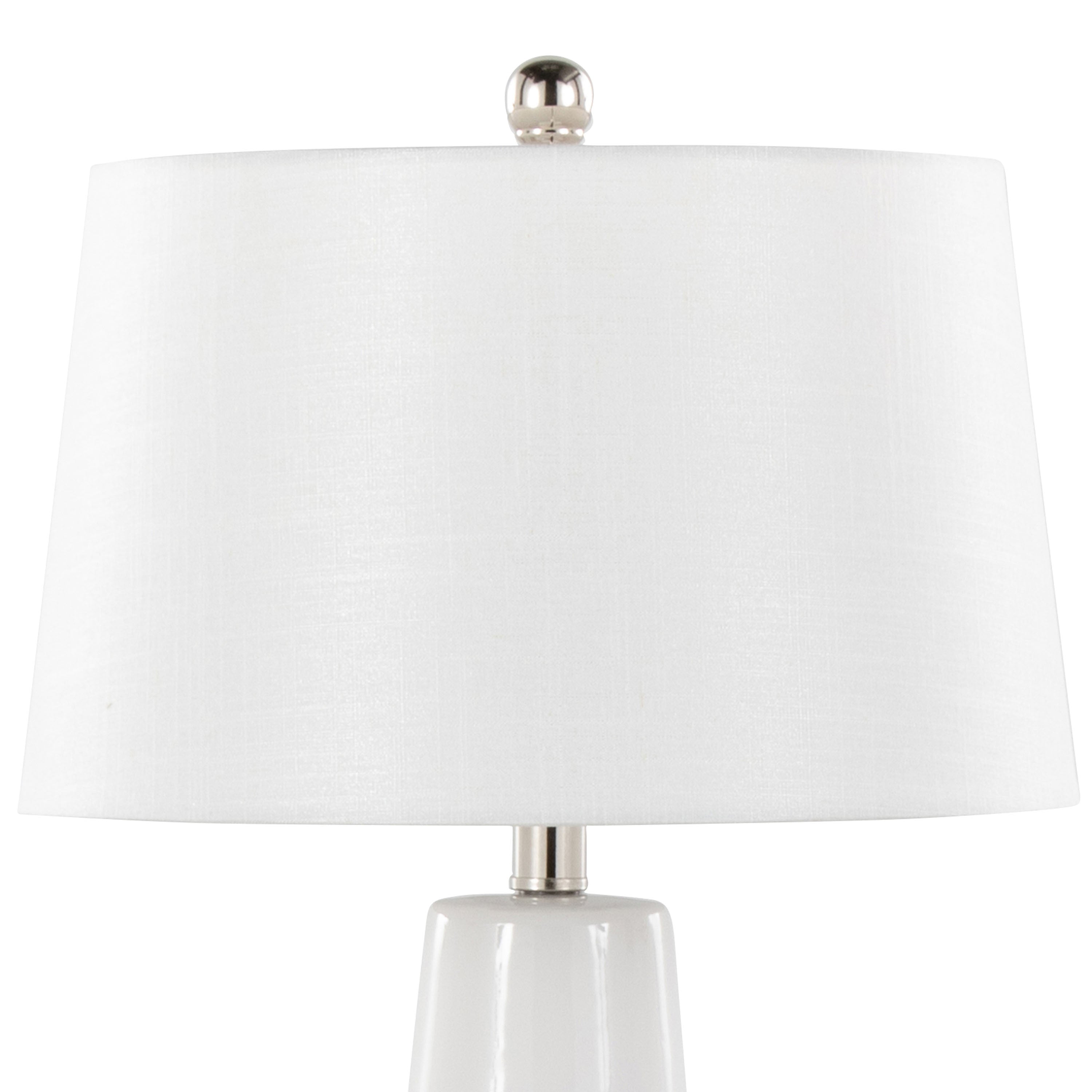 Penelope 22' Contemporary Ceramic Table Lamp with White & Gold Ceramic Body and White Shade by LumiSource
