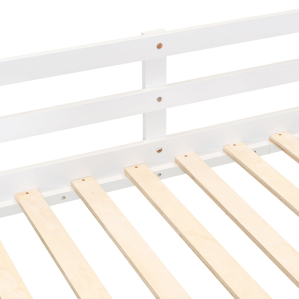 Full over Full Bunk Bed with Twin Size Trundle and Ladder-White(Old SKU: LT000204AAK)