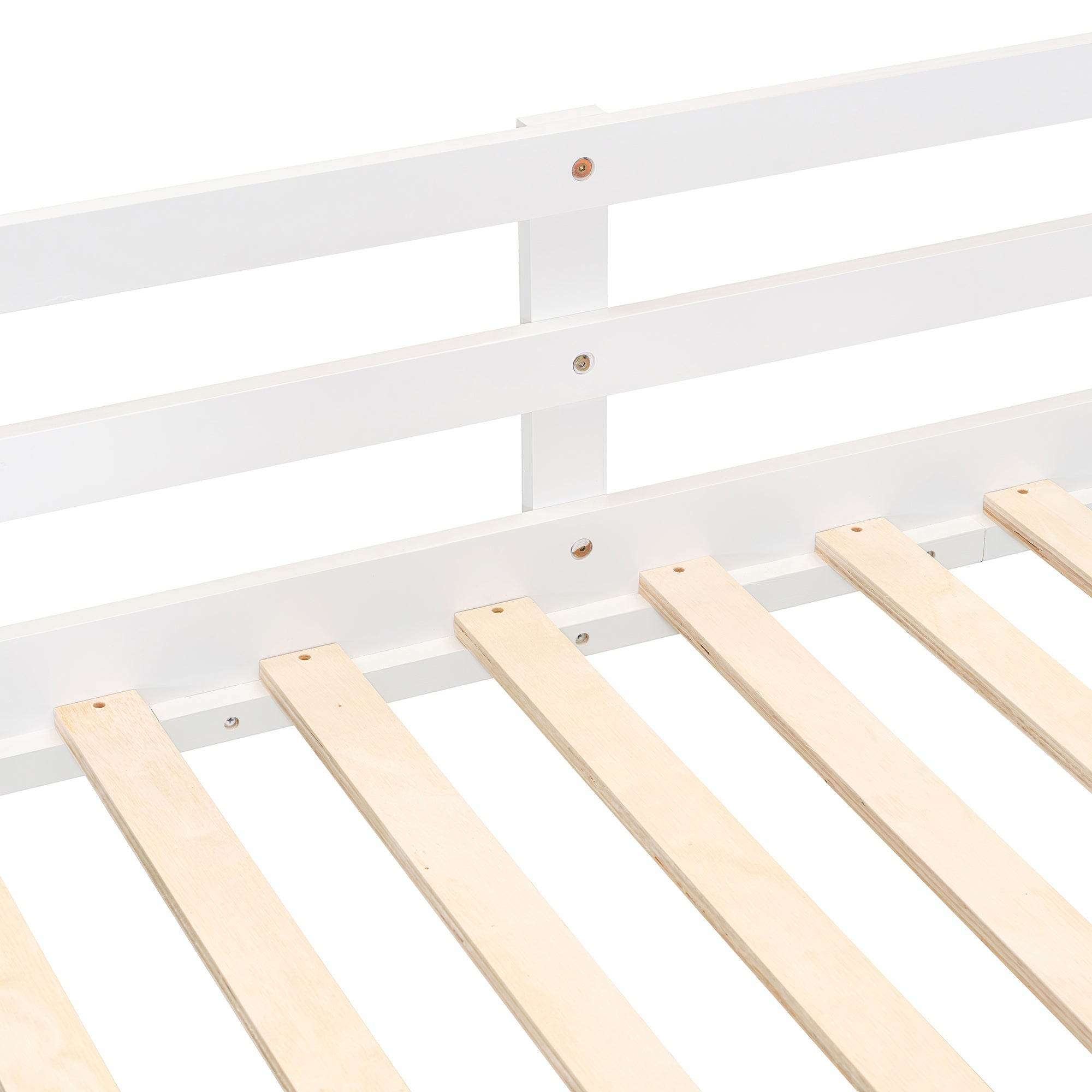 Full over Full Bunk Bed with Twin Size Trundle and Ladder-White(Old SKU: LT000204AAK)