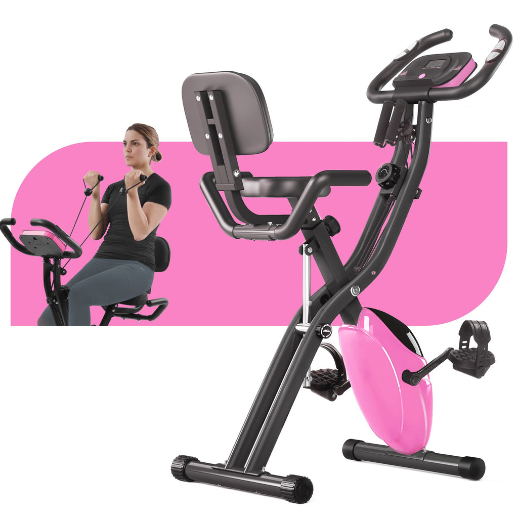 Exercise Bike,Workout Bikes for Home,Folding Stationary Bikes for Home with 16-Level Magnetic Resistance, 300LBS Capacity X-Bike Indoor Exercise Equipment with Heart Rate Sensor & LCD Monitor
