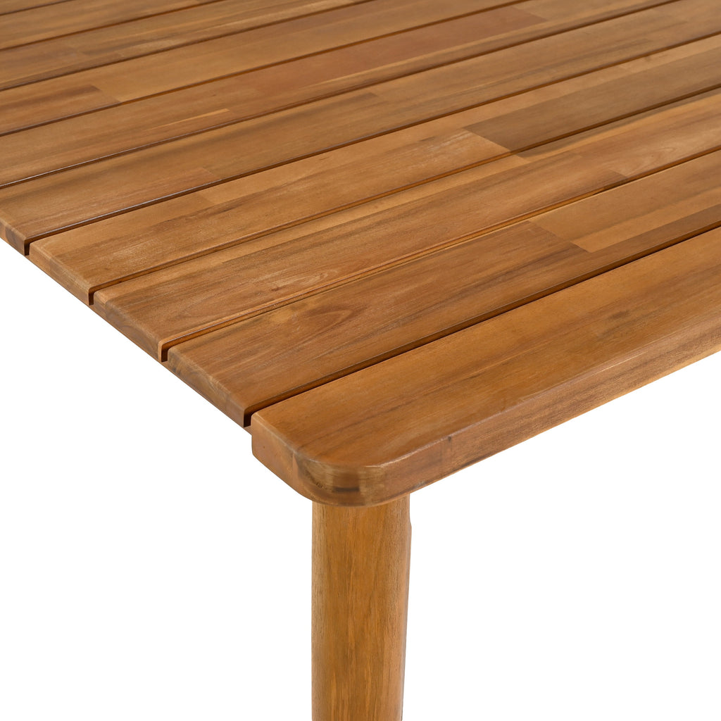 Acacia Wood Dining Table 6-Person Outdoor Table, Farmhouse Furniture for Patio, Garden, Backyard, Teak 180 LBS Weight Capacity 63'L