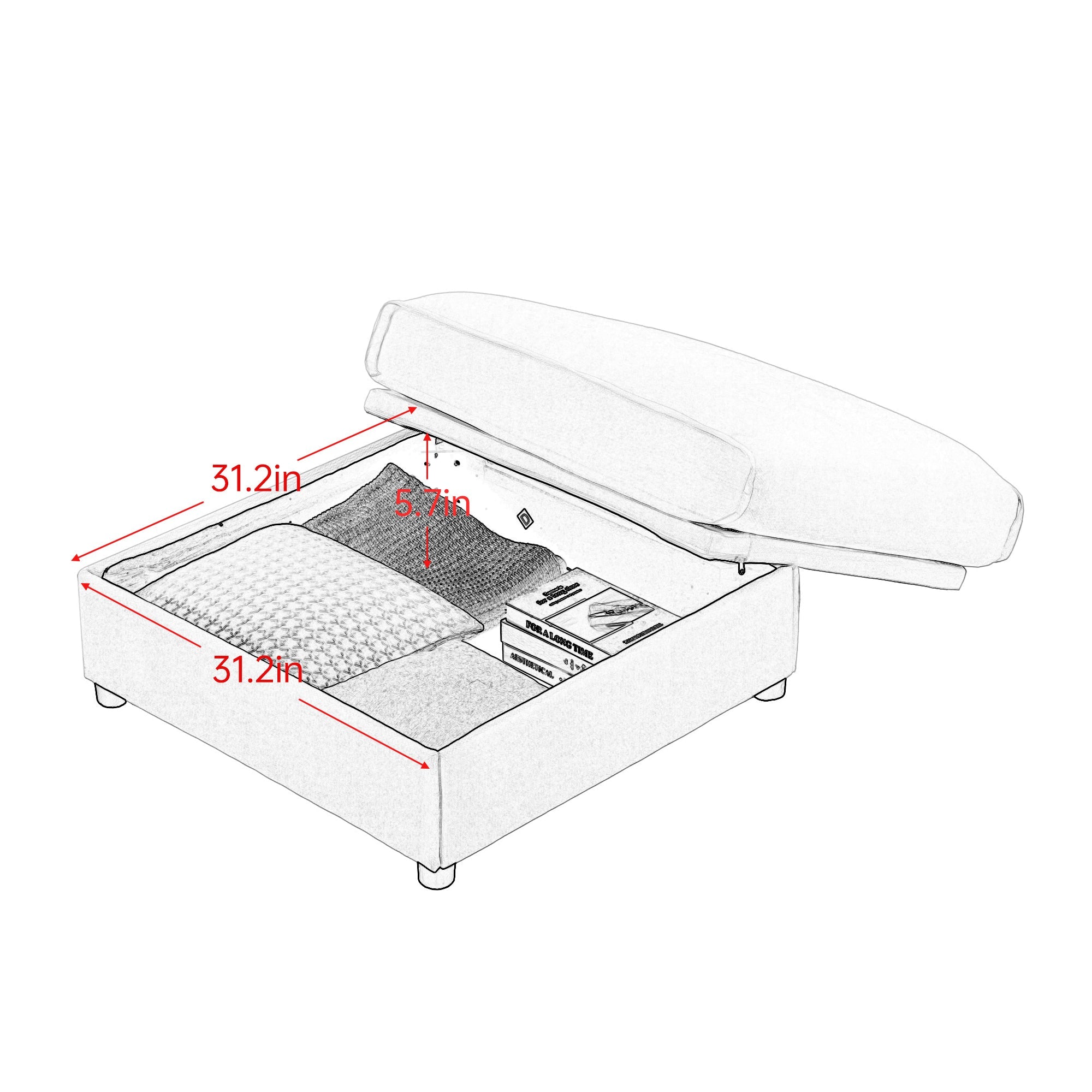 Modular Sectional Sofa with Storage, Cylindrical Backrest and Armrests Deep Comfortable Seating,Durable and Supportive for Living Room,4 Seat L- Shaped Sofa, White
