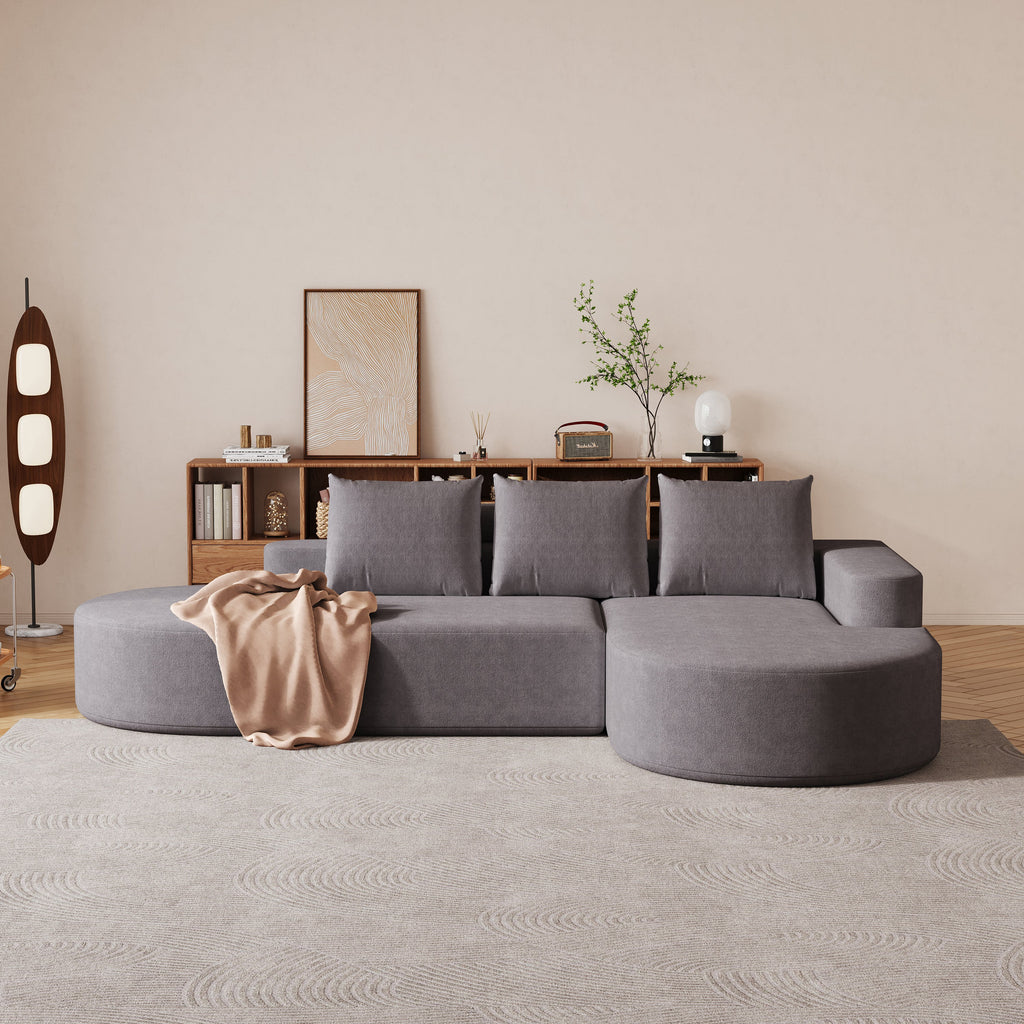 Modern Curved sofa ,Chenille Upholstered Sectional Sofa Couch Set,Modular 108.5' L Shaped Sectional Living Room Sofa Set With 3 Pillows,Free Combination Sofa Couch for Living Room,Bedroom