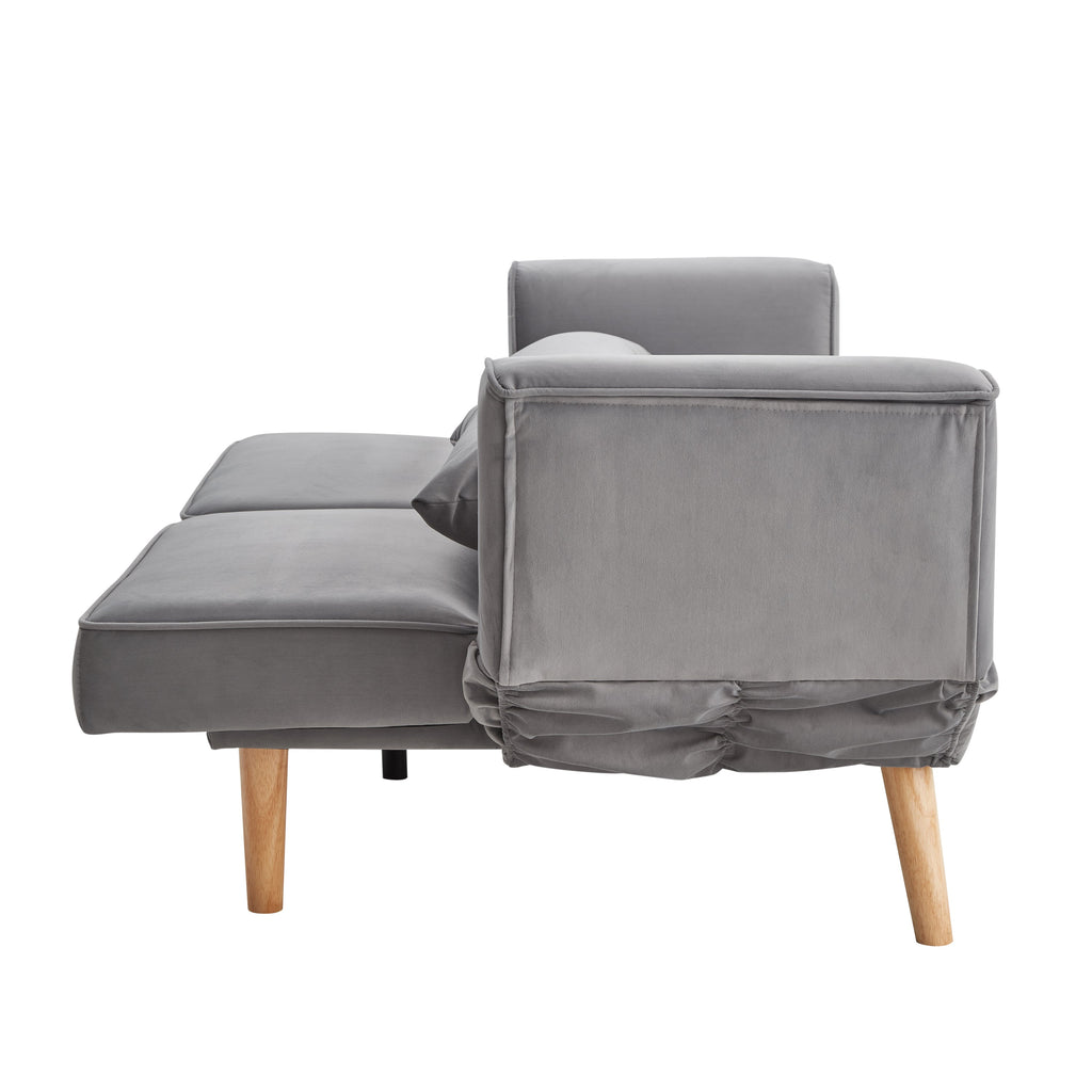 72.8'' Futon Sofa Bed, Sleeper Sofa, Small Couch with Adjustable Armrests, Adjustable Recliner Sleeper Sofa Bed for Living Room, Bedroom, Apartment, Gray