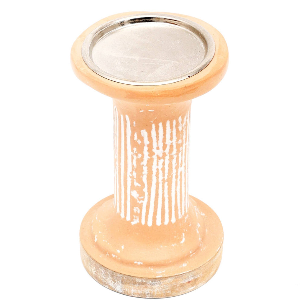 Brown EcoMix Pillar Tall Candle Holder – Sustainable Candle Stand for Elegant Lighting-4X4X7'