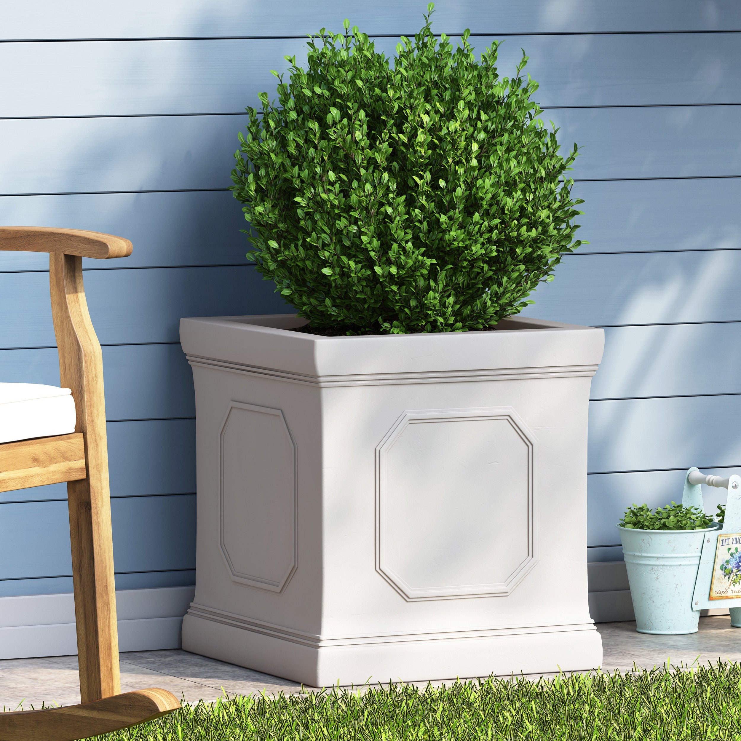 17.75 x 18.50 Antique White MGO Planter