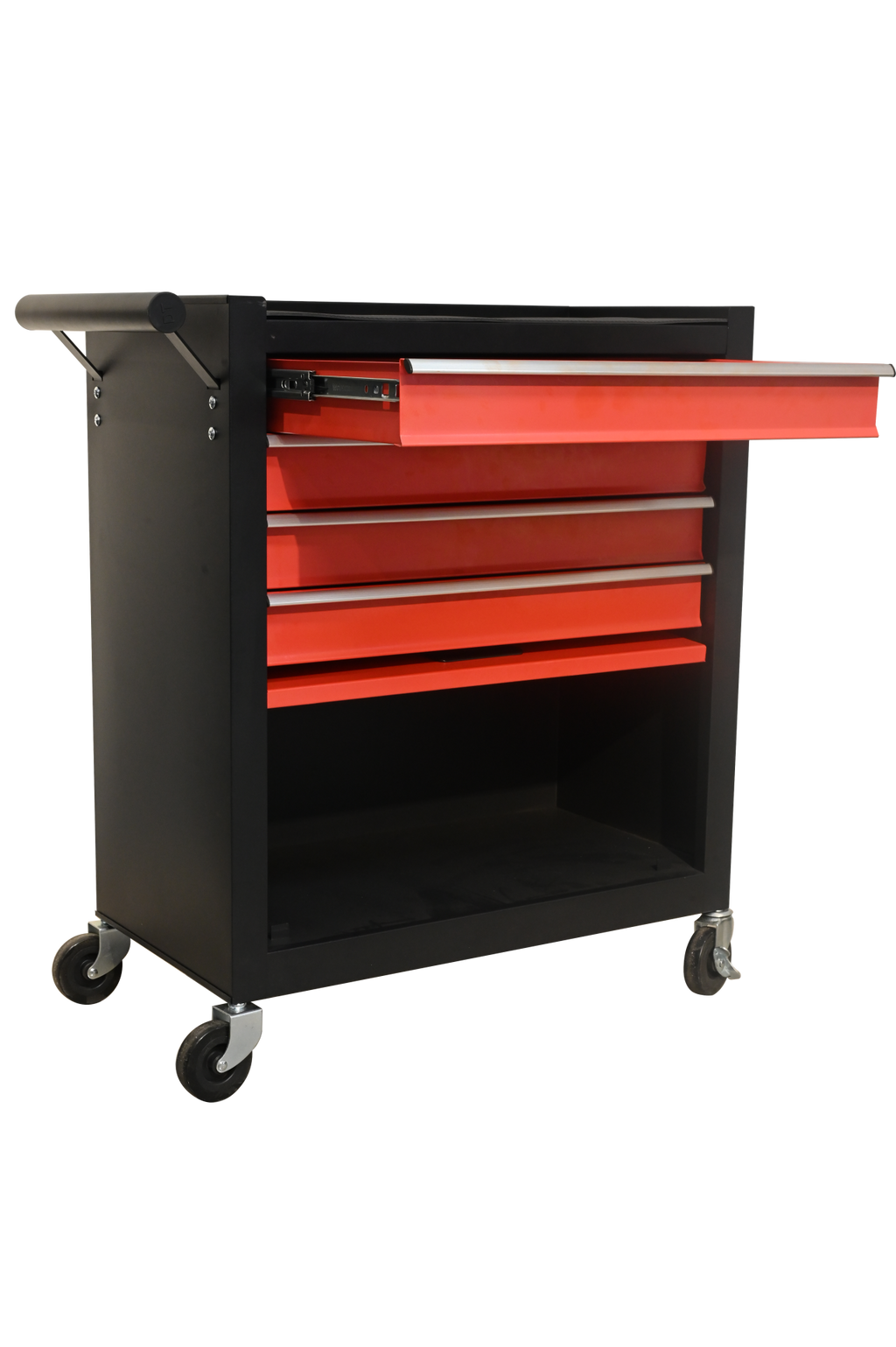 Four drawer rolling toolbox, tool cart with 4 wheels and drawers, large capacity detachable mobile tool storage cabinet for workshops, garages, maintenance rooms, and mechanics